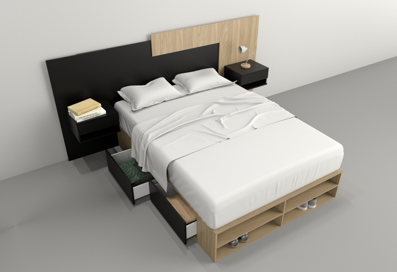 BOX 1,40M 4 CAJONES / 2 ESTANTES - Imagen 48