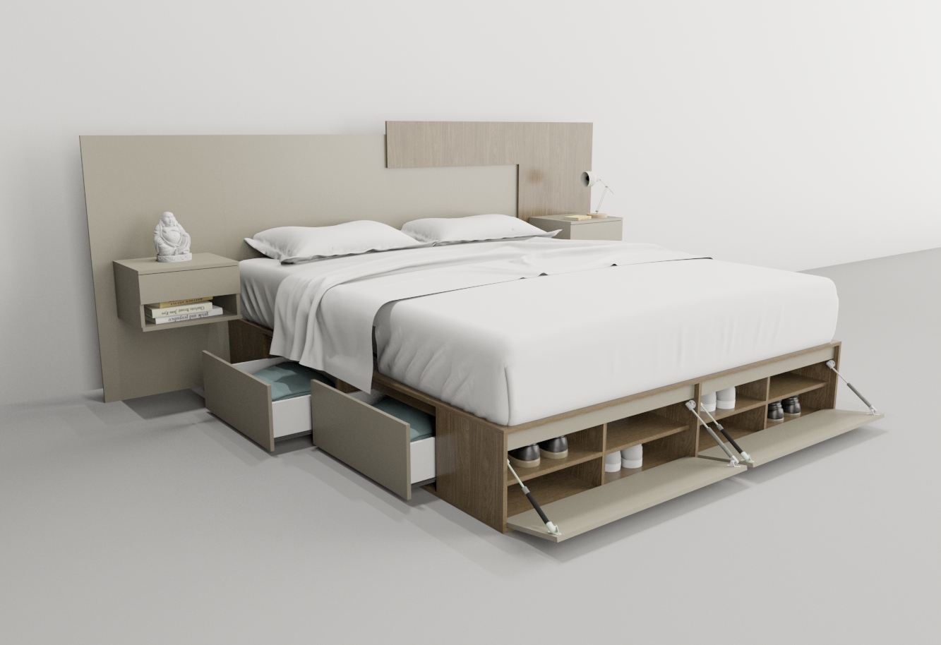 BOX 1,80M 4 CAJONES / 2 PUERTA / 4 ESTANTES - Imagen 2