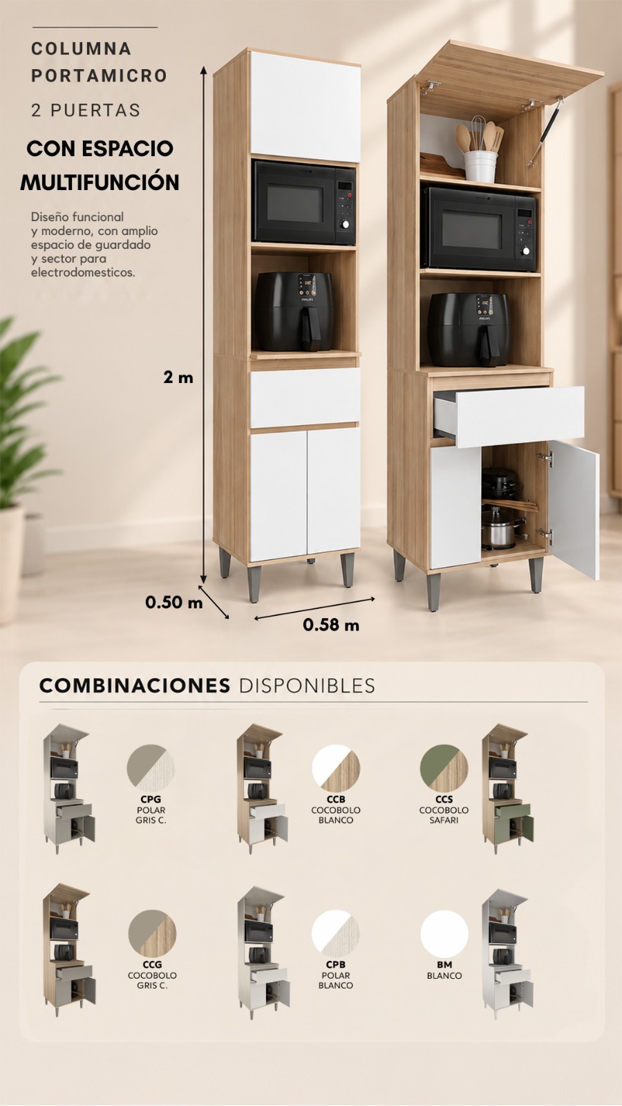 Columna Portamicroondas 60 cm Tables 85011 - Imagen 26